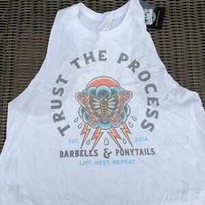 Barbells And Ponytails "Trust The Process" Racer Crop Tank Top Sz XL NEW